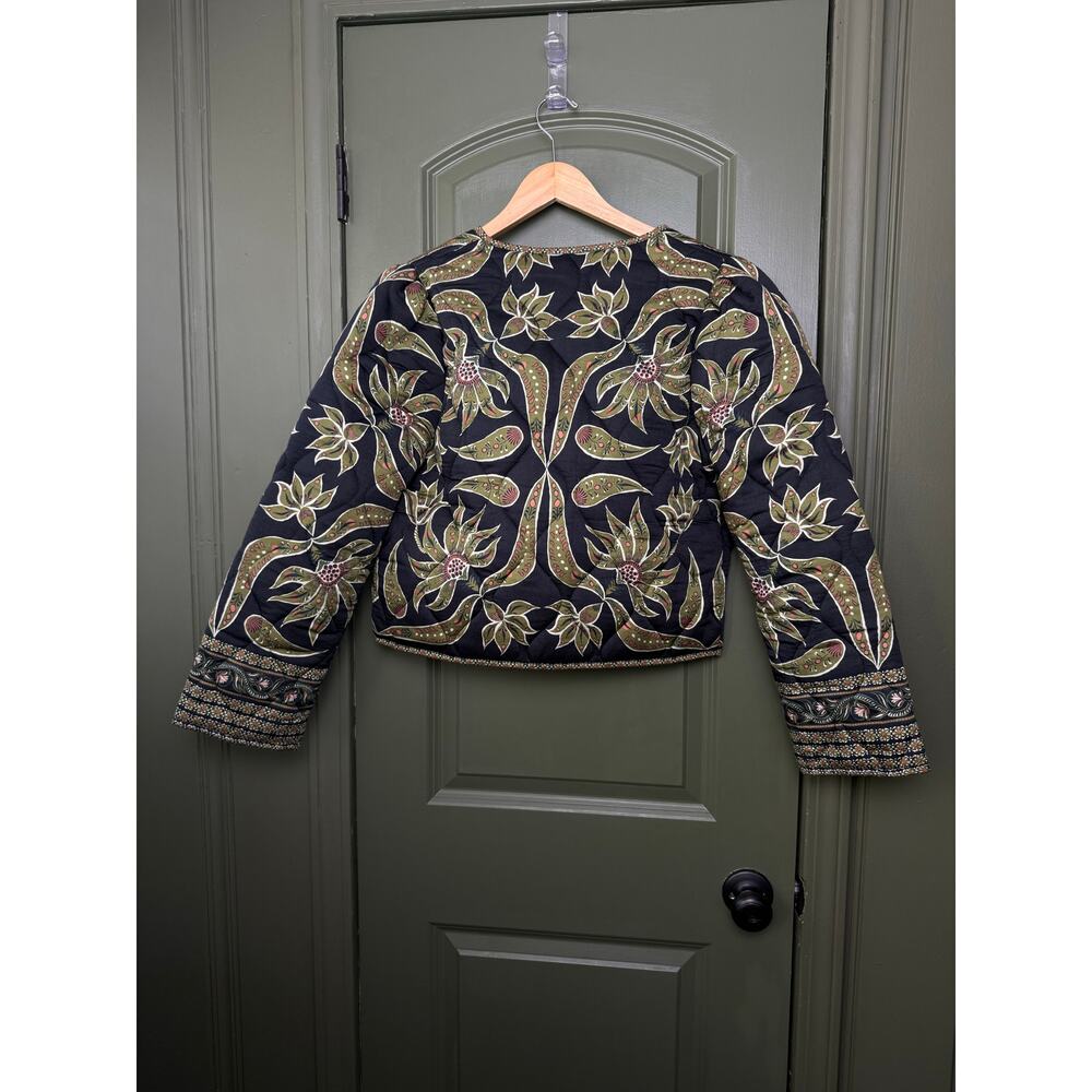 NWT Omika LIghtweight Quilted Finley Floral Jacket Alexia Onyx Black Green Large - Picture 7 of 8